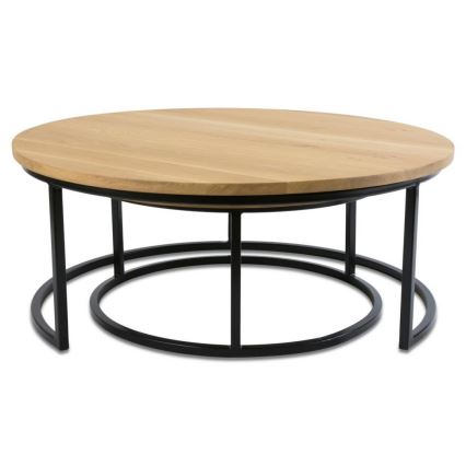 LOT x2 Table basse OAKLOFT 38x90 cm noir/chêne