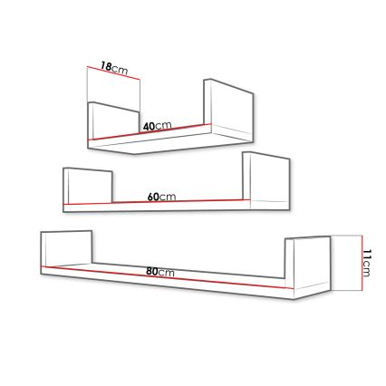 LOT x3 Étagère murale TRIO blanc