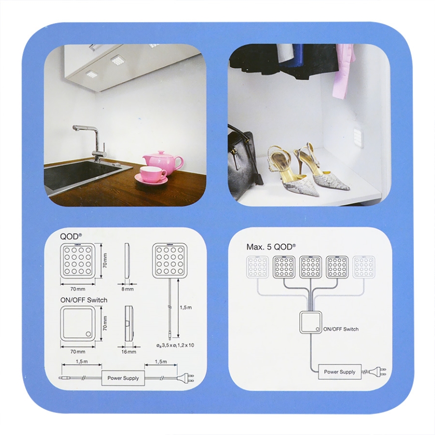LOT x3 Réglette LED de cuisine QOD LED/3,5W/230V 3000 K - Osram