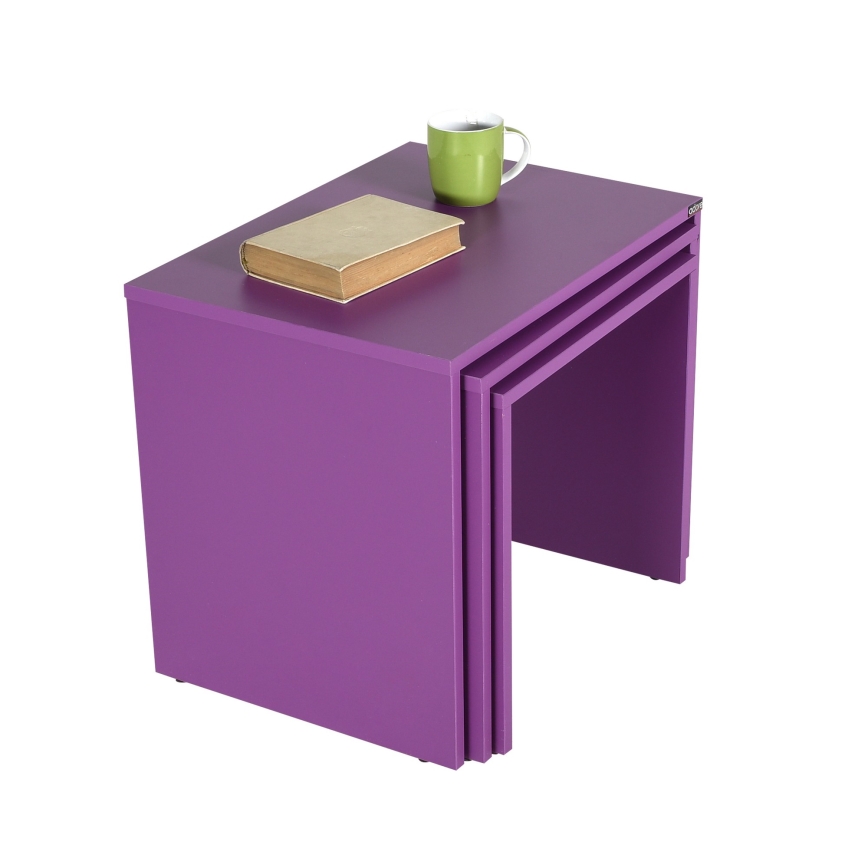 LOT x3 Table basse violet