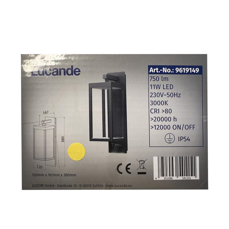 Lucande - Applique murale d'extérieur FERDINAND LED/11W/230V IP54