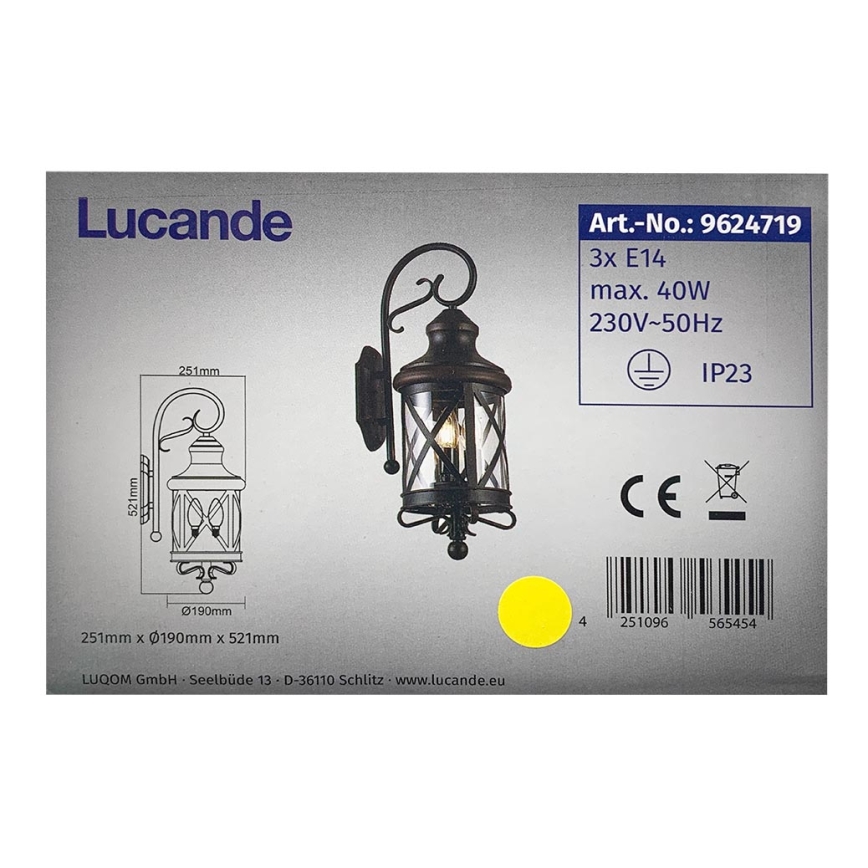 Lucande - Applique murale d'extérieur MARCELLINO 3xE14/40W/230V IP23