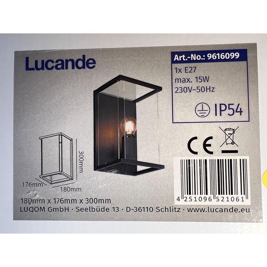 Lucande -  Applique murale extérieure ANNALEA 1xE27/15W/230V IP54