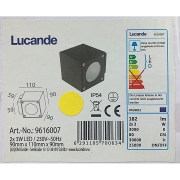 Lucande - Applique murale LED extérieure JARNO 2xLED/3W/230V IP54