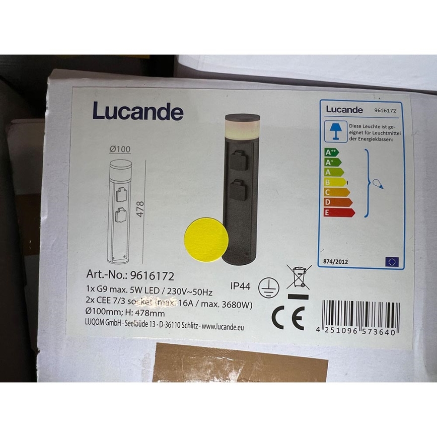 Lucande - Lampe extérieure avec deux prises CORBAN 1xG9/5W/230V IP44