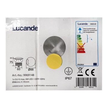 Lucande - Luminaire encastrable extérieur MILARA 1xGU10/6W/230V IP67