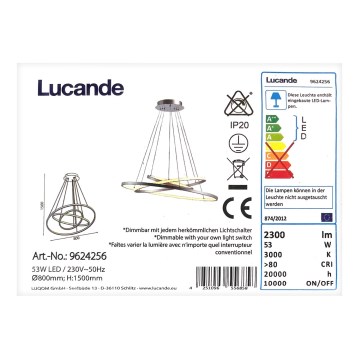 Lucande - Suspension filaire à intensité variable EZANA LED/53W/230V