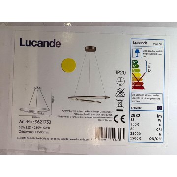 Lucande - Suspension filaire à intensité variable LED MIRASU LED/58W/230V