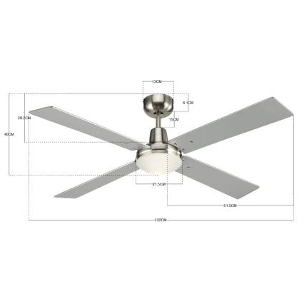 Lucci Air 210334 - Ventilateur de plafond AIRFUSION QUEST 1xE27/60W/230V bois/chrome + télécommande