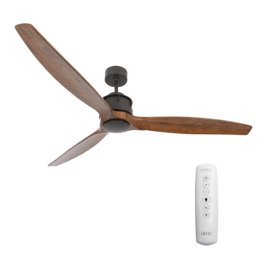 Lucci air 210507 - Ventilateur de plafond AIRFUSION AKMANI paulownia/noir + télécommande