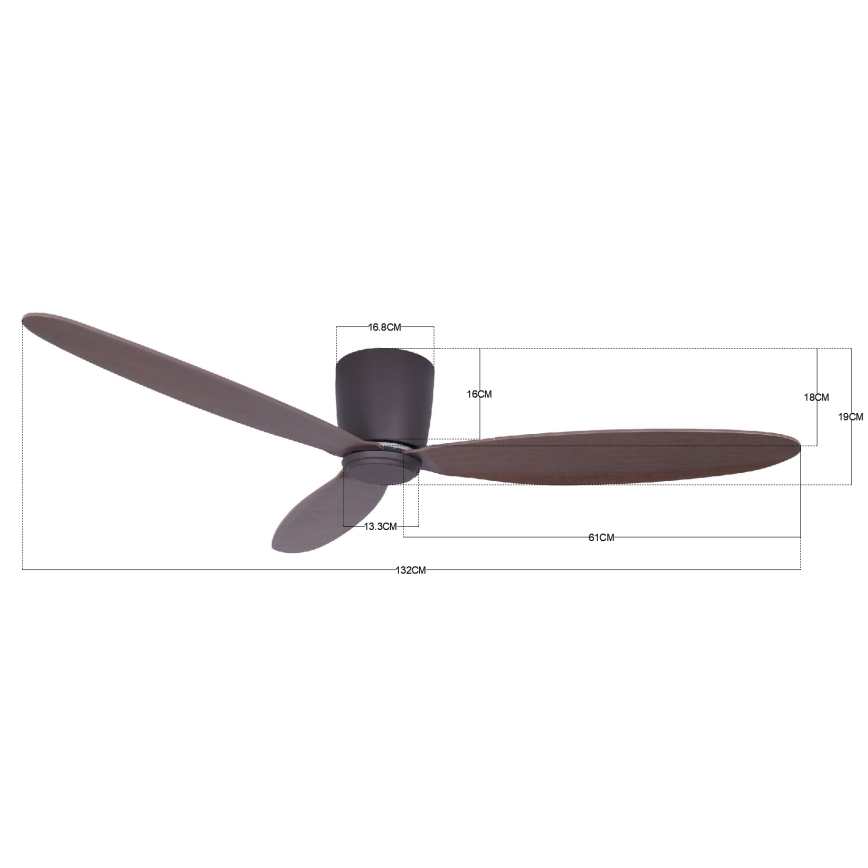 Lucci air 212883 - Ventilateur de plafond AIRFUSION RADAR, bois/marron, Ø 132 cm + télécommande