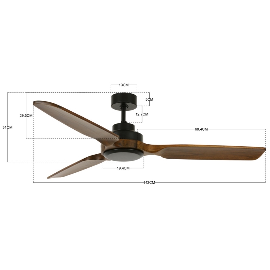 Lucci air 213051 - Ventilateur de plafond SHOALHAVEN noir/marron Ø 142 cm