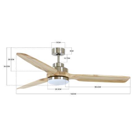 Lucci air 213053 - Ventilateur de plafond SHOALHAVEN GX53/17W/230V paulownia/chrome mat + Télécommande
