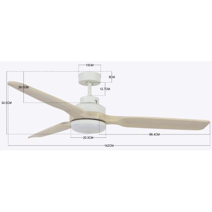 Lucci air 213055 - Ventilateur de plafond LED SHOALHAVEN GX53/17W/230V paulownia/blanc Ø 142 cm + télécommande