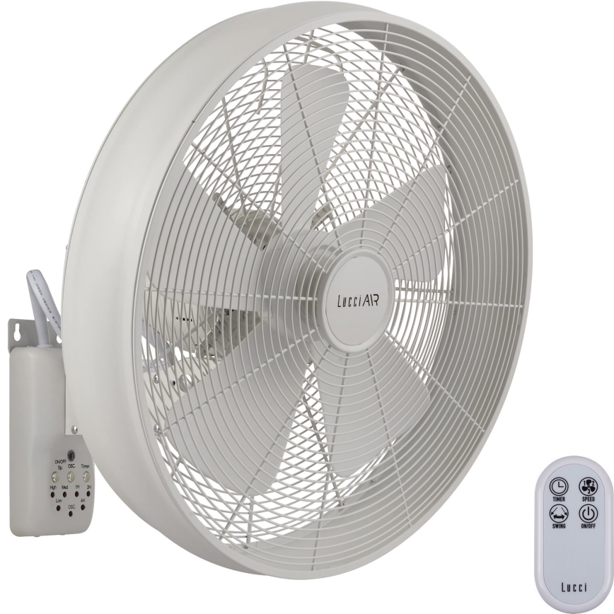 Lucci air 213124 - Ventilateur mural BREEZE 55W/230V noir + télécommande