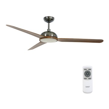 Lucci air 213301 - ventilateur de plafond LED à intensité réglable UNIONE 1xGX53/12W/230V brun/chrome brillant Ø 142 cm + télécommande