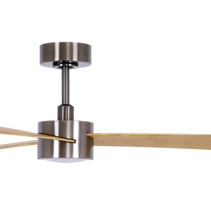 Lucci air 21610449 - Ventilateur de plafond LED à intensité variable CLIMATE 1xGX53/12W/230V marron/chrome brillant + Télécommande