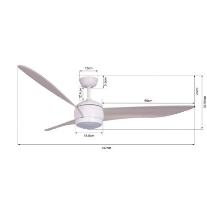 Lucci air 512911 - Ventilateur de plafond LED AIRFUSION NORDIC LED/20W/230V bois/blanc, Ø 142 cm + télécommande