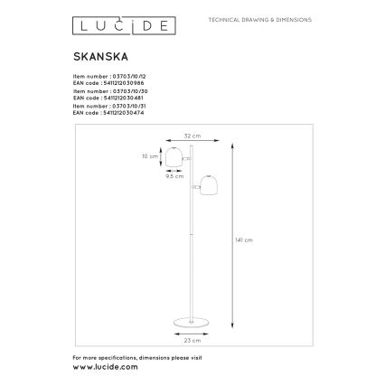 Lucide 03703/10/12 - Lampadaire à intensité variable SKANSKA 2xLED/5W/230V chrome mat