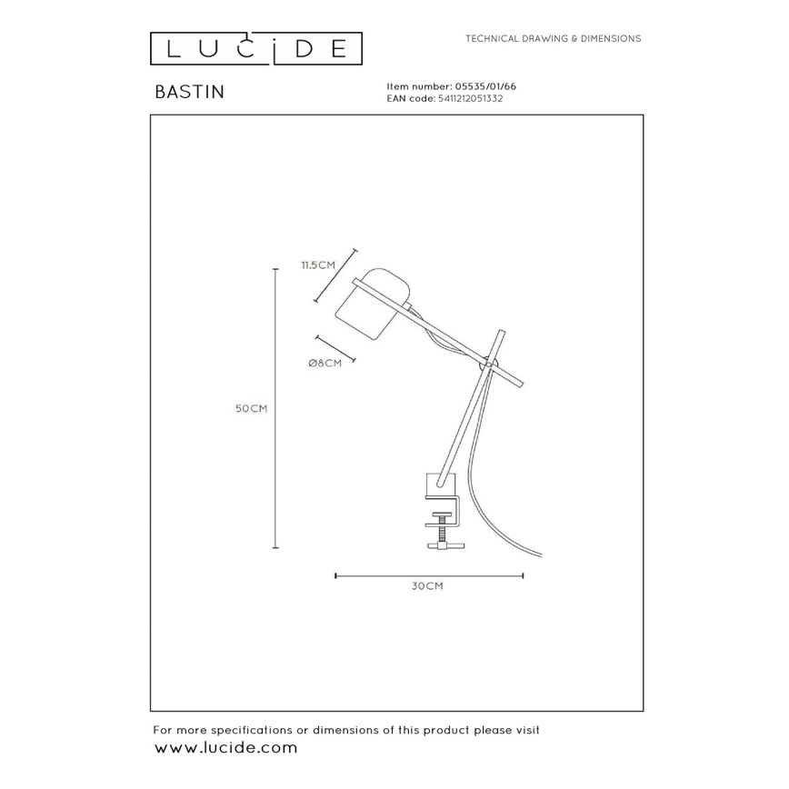 Lucide 05535/01/66 - Lampe de table enfant avec une pince BASTIN 1xE14/25W/230V rose