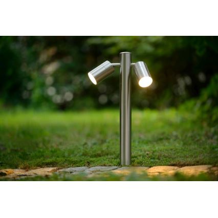 Lucide 14867/10/12 - Lampadaire LED extérieur ARNE-LED 2xGU10/5W/230V Chrome mat IP44