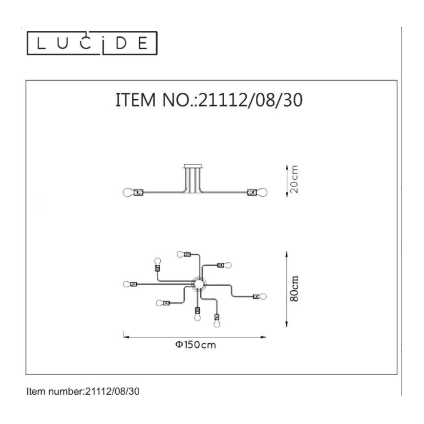 Lucide 21112/08/30 - Plafonnier LESTER 8xE27/40W/230V