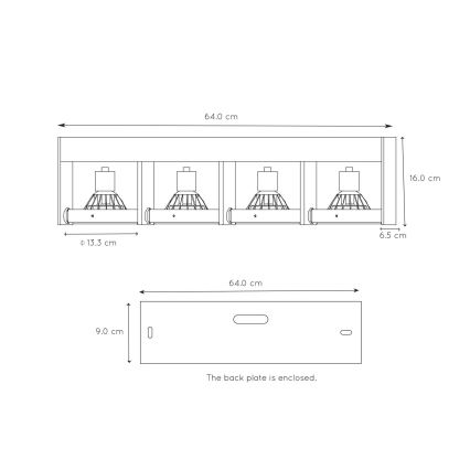 Lucide 22969/48/30 - Luminaire LED point-à-point GRIFFON 4xGU10/12W/230V