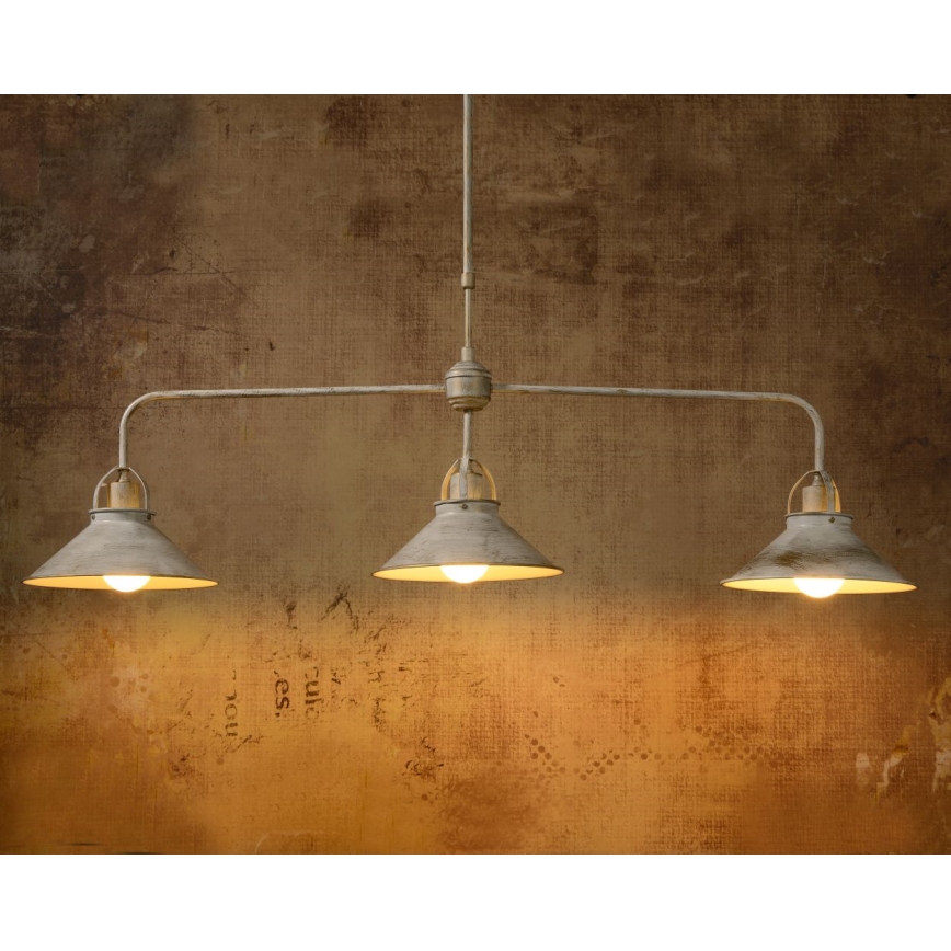 Lucide 31320/03/21 - Lustre avec tige BERKLEY 3xE27/60W/230V blanc patine