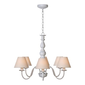 Lucide 31333/06/21 - Lustre avec chaîne CAMPAGNE 6xE14/40W/230V blanc