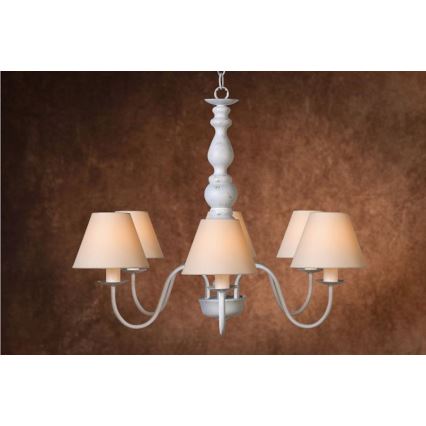 Lucide 31333/06/21 - Lustre avec chaîne CAMPAGNE 6xE14/40W/230V blanc