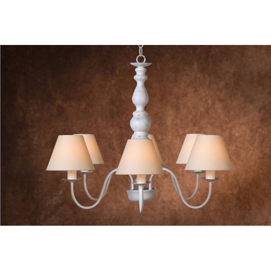 Lucide 31333/06/21 - Lustre avec chaîne CAMPAGNE 6xE14/40W/230V blanc