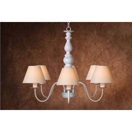 Lucide 31333/06/21 - Lustre avec chaîne CAMPAGNE 6xE14/40W/230V blanc