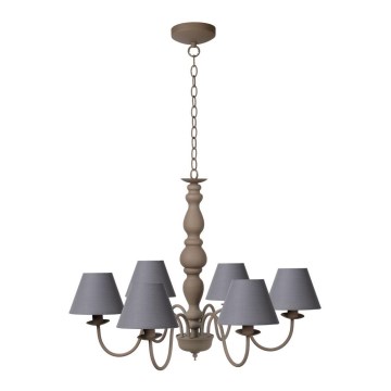 Lucide 31333/06/41 - Lustre avec chaîne CAMPAGNE 6xE14/40W/230V gris