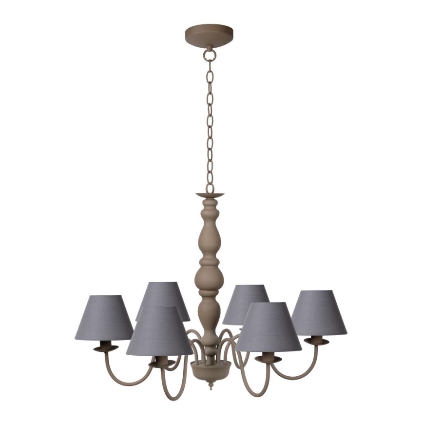 Lucide 31333/06/41 - Lustre avec chaîne CAMPAGNE 6xE14/40W/230V gris