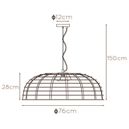 Lucide 45449/76/37 - Suspension filaire ELODIE 3xE27/40W/230V turquoise