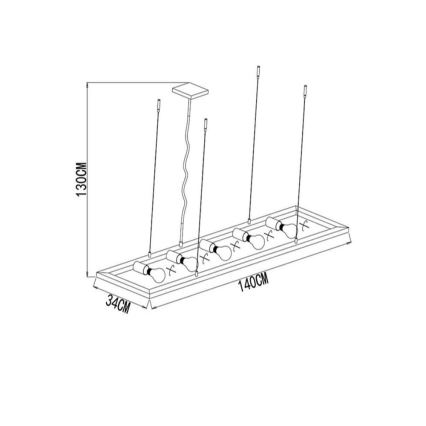 Lucide 73403/05/18 - Lustre avec fil THOR 5xE27/60W/230V