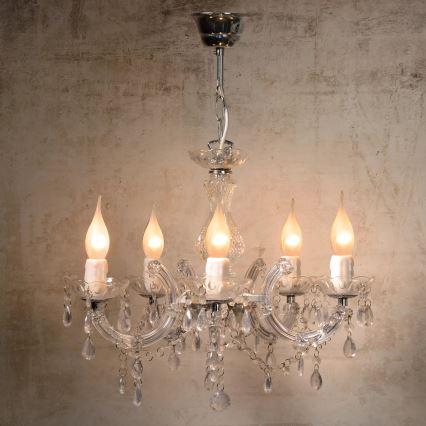 Lucide 78351/05/60 - Lustre avec chaîne ARABESQUE 5xE14/40W/230V limpide