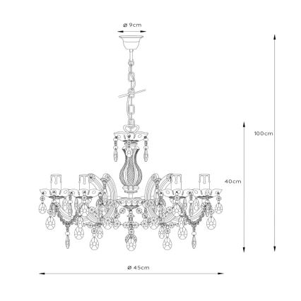 Lucide 78351/05/60 - Lustre avec chaîne ARABESQUE 5xE14/40W/230V limpide