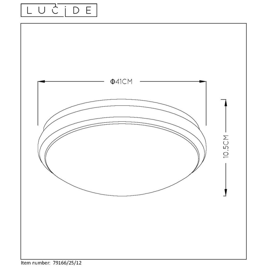 Lucide 79166/25/12 - Plafonnier de salle de bain à intensité variable CASPER LED/24W/230V IP44