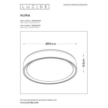 Lucide 79182/36/31 - Plafonnier LED à intensité variable NURIA LED/36W/230V