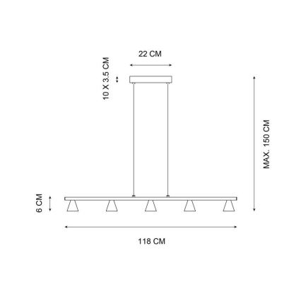 Lucide 79482/30/12 - suspension filaire LED à intensité variable DELANO 5xLED/5W/230V