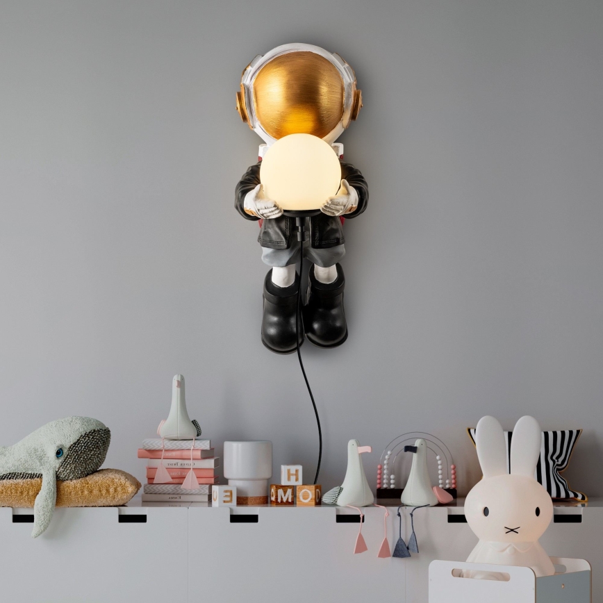 Lumière murale pour enfants ASTRONAUT 1xE14/40W/230V, cuivre