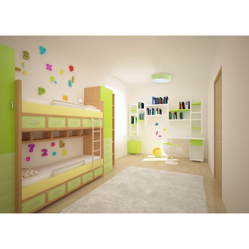 Plafonnier à intensité variable GALAXY KIDS LED/24W/230V 3000-6500K points vert/blanc + télécommande