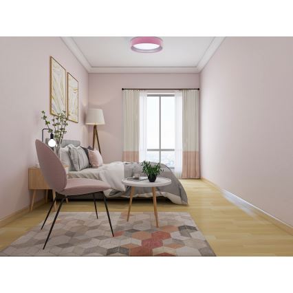 Luminaire à intensité variable SMART GALAXY LED/24W/230V d. 45 cm 2700-6500K Wi-Fi Tuya rose/argenté + Télécommande