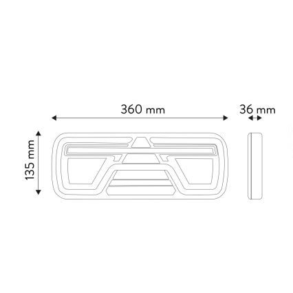 Luminaire combiné avec clignotant dynamique LED/10-30V IP67 droit