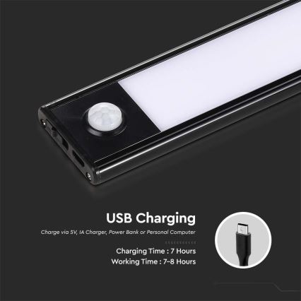 Luminaire de dessous d'armoire de cuisine LED avec un détecteur LED/2,5W/5V 3000K