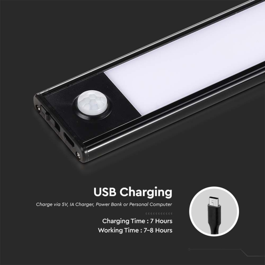 Luminaire de dessous d'armoire de cuisine LED avec un détecteur LED/2,5W/5V 3000K