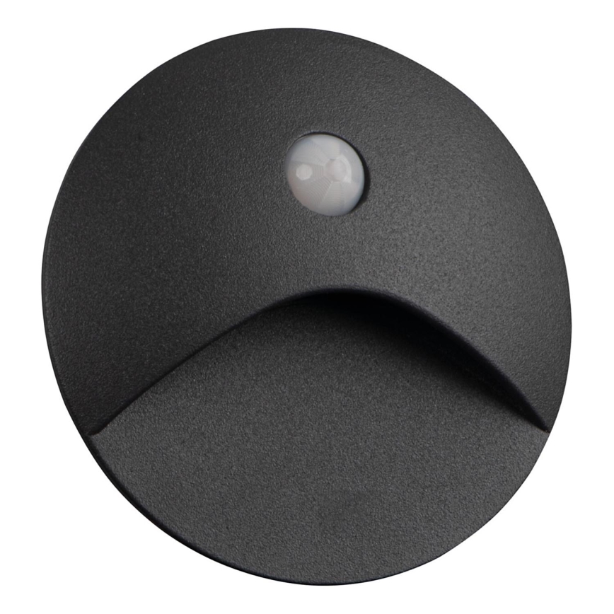 Luminaire d'escalier LED avec détecteur de mouvement et détecteur crépusculaire EXIN LED/2,5W/230V 3000K IP65 anthracite rond