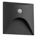 Luminaire d'escalier LED EXIN 2,5W/230V 4000K IP65 anthracite angulaire avec détecteur de mouvement et capteur crépusculaire