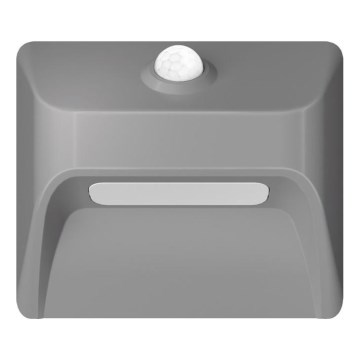 Luminaire d'escalier LED rechargeable avec détecteur de mouvement et détecteur crépusculaire STEP LIGHT LED/0,3W/3,7V 2200 mAh IP53 gris
